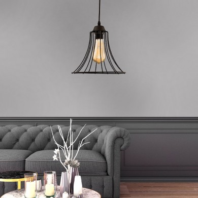 Gerel Megapap E27 metallic single-light ceiling light in black color 24x24x70cm.