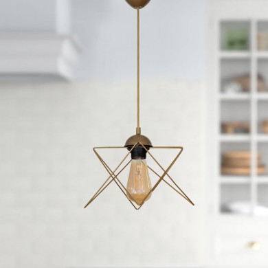 Faven Megapap E27 metallic single-light ceiling light in gold color 17x17x70cm.