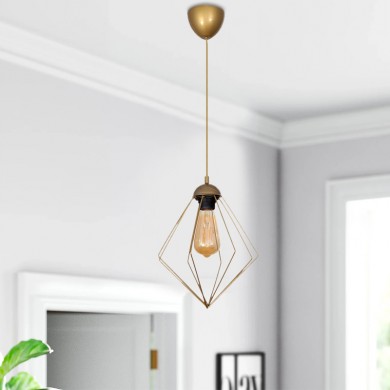 Nura Megapap E27 metallic -single-light ceiling light in gold color 24x24x72cm.