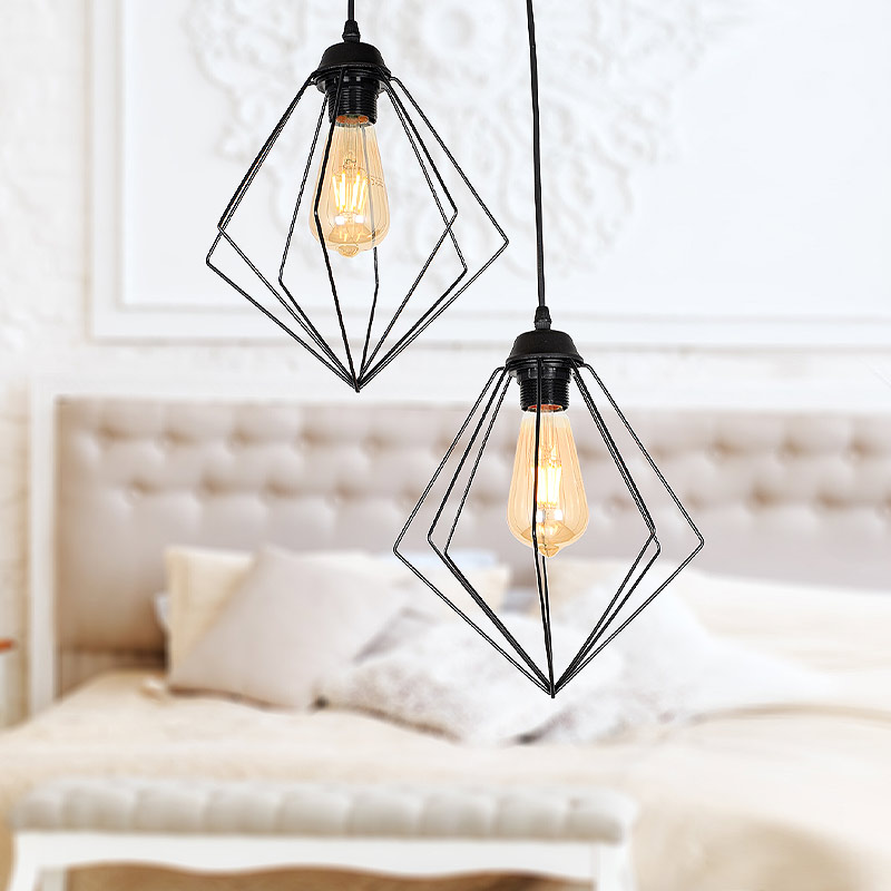 Nura Megapap E27 metallic double-light in black color 40x40x70cm.