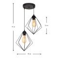 Nura Megapap E27 metallic double-light in black color 40x40x70cm.