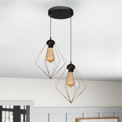 Nura Megapap E27 metallic double-light in gold color 40x40x70cm.