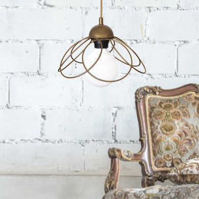 Zufash Megapap E14 metallic single-light ceiling light in golden color 25x25x60cm.