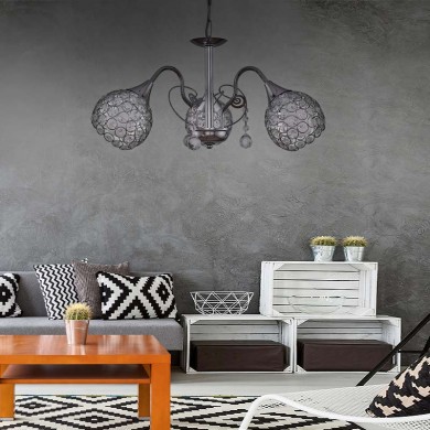 Dagobert Megapap E27 metallic three-light ceiling light in silver color 53x53x61cm.