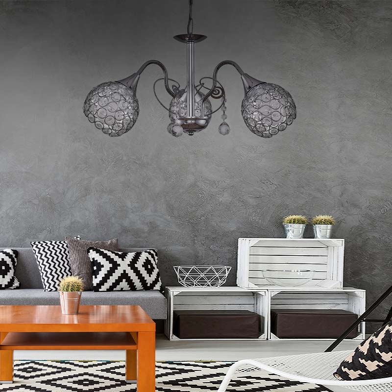 Dagobert Megapap E27 metallic three-light ceiling light in silver color 53x53x61cm.