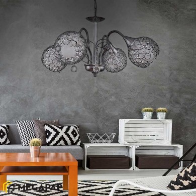 Dagobert Megapap E27 metallic four-light ceiling light in silver color 58x58x61cm.