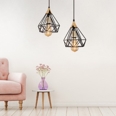 Ademir Megapap E27 metallic double-light ceiling light in black color 30x30x69cm.