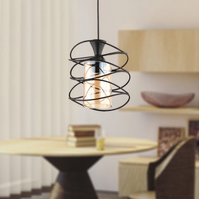 Sherwood Megapap E27 metallic single-light ceiling light in black color 20x20x71cm.