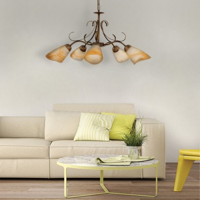 Melissa Megapap E14 metallic five-light ceiling light in golden color 60x60x70cm.