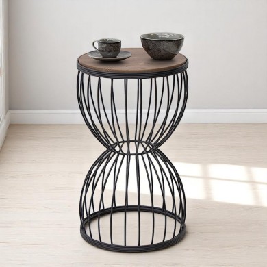 Pino Megapap metallic - Mdf side table in walnut - black color 35x35x58cm.