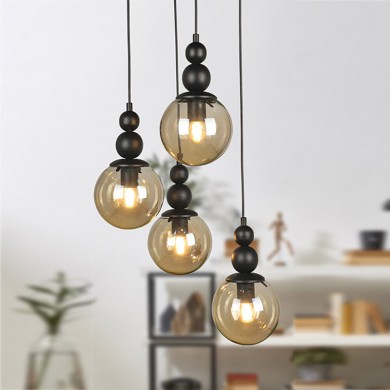 Latona Megapap metallic four-light ceiling light E27 in black color 30x30x90cm.