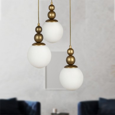 Latona Megapap metallic three-light ceiling light E27 in gold color 30x30x85cm.
