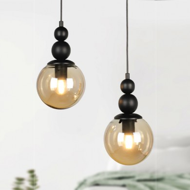 Latona Megapap metallic two-light ceiling light E27  in black color 25x25x80cm.