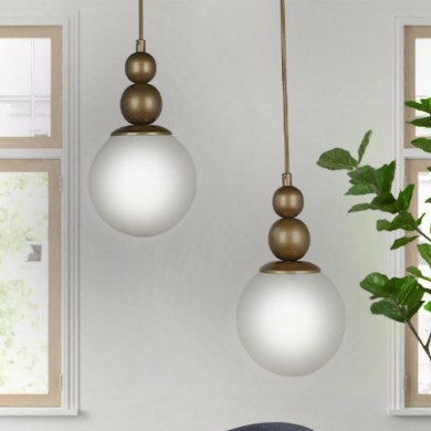 Latona Megapap metallic two-light ceiling light E27  in gold color 25x25x80cm.