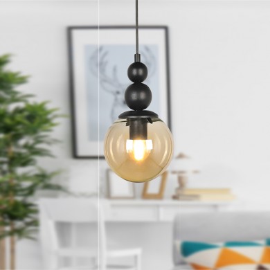 Latona Megapap metallic single-light ceiling light E27 in black color 15x15x70cm.