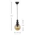 Latona Megapap metallic single-light ceiling light E27 in black color 15x15x70cm.