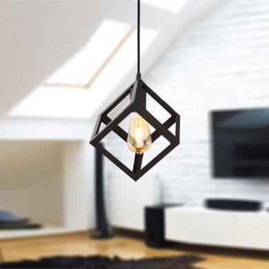 Thora Megapap metallic single-light ceiling light E27  in black color 22x22x70cm.