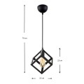 Thora Megapap metallic single-light ceiling light E27  in black color 22x22x70cm.
