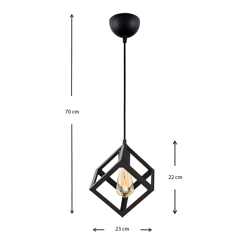 Thora Megapap metallic single-light ceiling light E27  in black color 22x22x70cm.