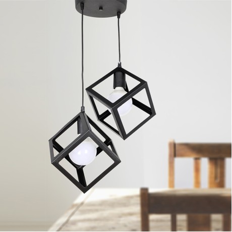 Thora Megapap metallic two-light ceiling light E27  in black color 22x22x70cm.