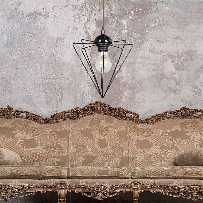 Stormie Megapap metallic single-light ceiling light E27  in black color 21x21x70cm.