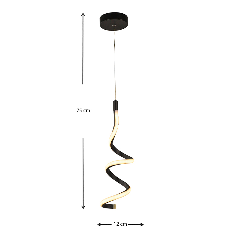 Aileen Megapap metallic Led ceiling light in black color 12x12x80cm.