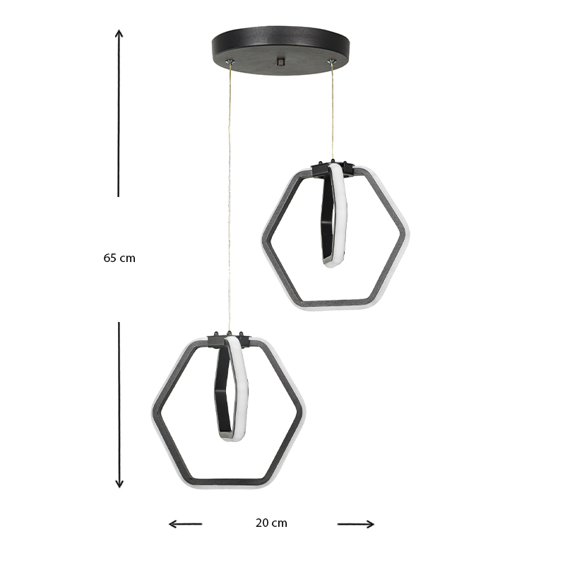 Holt Megapap metallic Led ceiling light in black color 20x20x68cm.