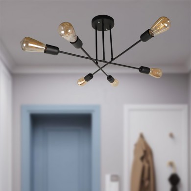 Uriela Megapap metallic six-light ceiling light E27 in black color 64x64x29cm.