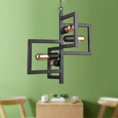 Lucero Megapap metallic four-light ceiling light E27 in black color 42x42x108cm