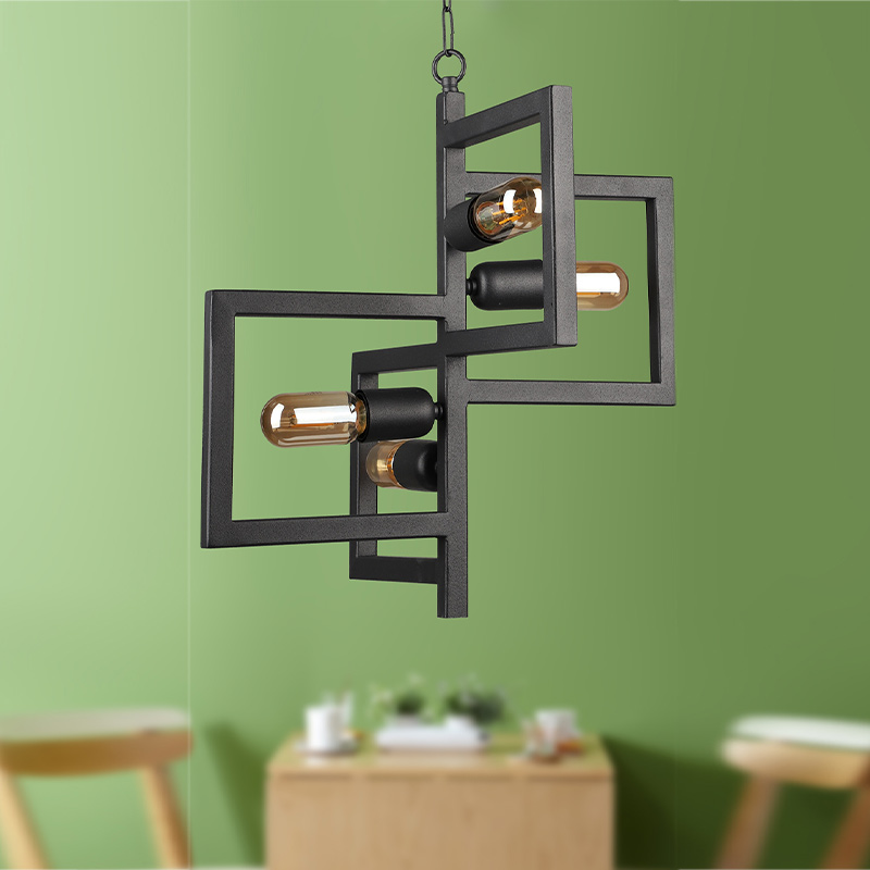 Lucero Megapap metallic four-light ceiling light E27 in black color 42x42x108cm