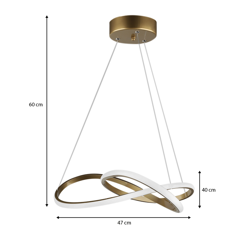 Luciano Megapap metallic Led ceiling light in gold color 47x40x60cm.
