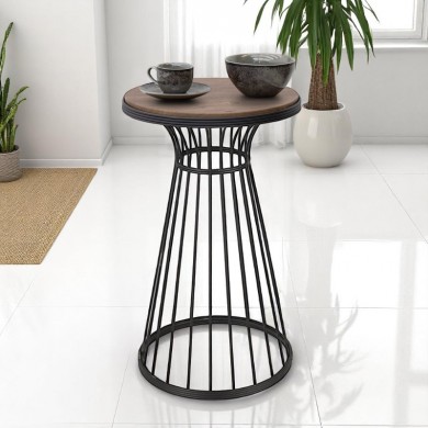 Tekosi Megapap metallic - Mdf side table in walnut - black color 35x35x58cm.