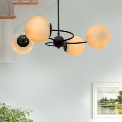 Donence Megapap metallic four-light ceiling light E27 in black color 60x60x45cm.