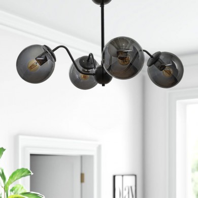 Karmen Megapap metallic four-light ceiling light E27 in black color 45x45x40cm.