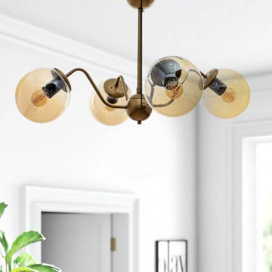 Karmen Megapap metallic four-light ceiling light E27 in gold color 45x45x40cm.