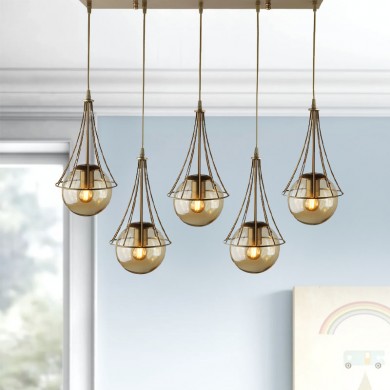 Chavi Megapap E27 metallic five-light ceiling light in gold color 80x10x90cm.