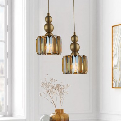 Alaba Megapap E27 metal - glass two-light ceiling light in gold color 30x30x80cm.