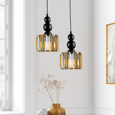 Alaba Megapap E27 metal - glass two-light ceiling light in black color 30x30x80cm.