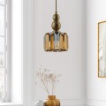 Alaba Megapap E27 metal - glass single-light ceiling light in gold color 15x15x65cm.