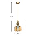 Alaba Megapap E27 metal - glass single-light ceiling light in gold color 15x15x65cm.