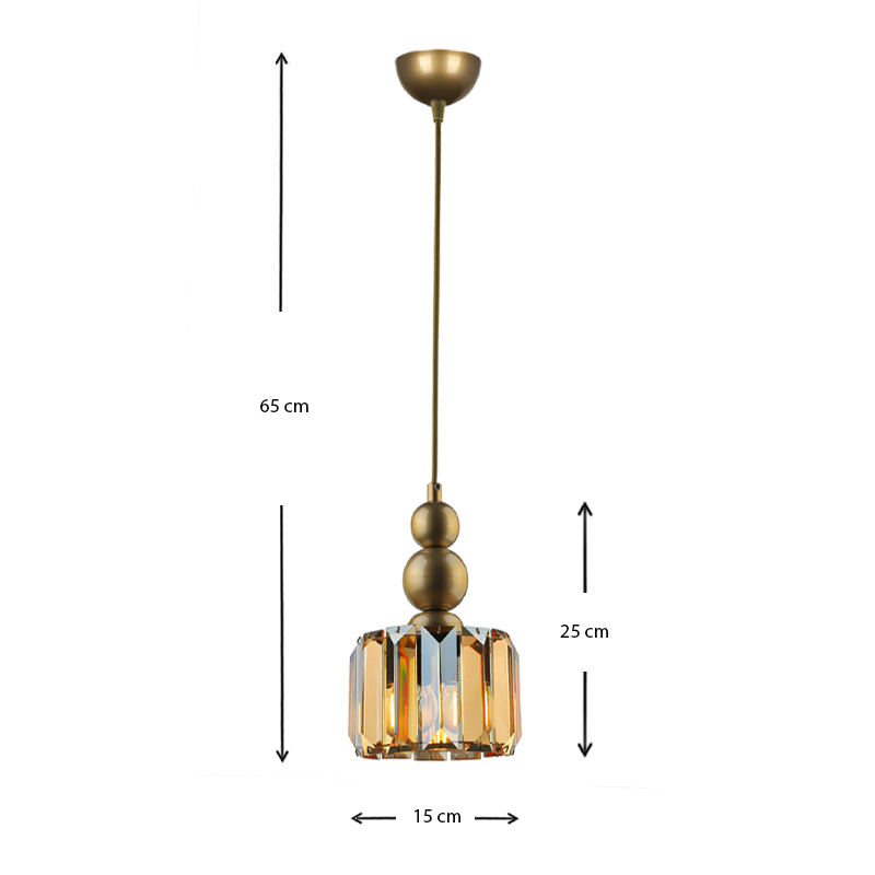 Alaba Megapap E27 metal - glass single-light ceiling light in gold color 15x15x65cm.