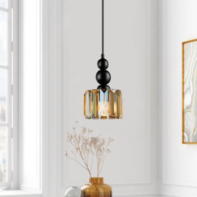 Alaba Megapap E27 metal - glass single-light ceiling light in black color 15x15x65cm.