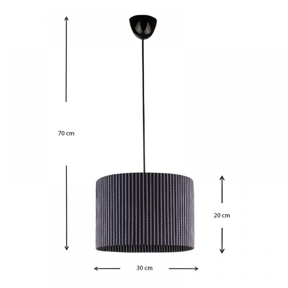 Φωτιστικό οροφής Sansa Megapap E27 υφασμάτινο μονόφωτο χρώμα μαύρο 30x30x70εκ.