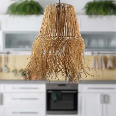 Zurich Megapap E27 sisal ceiling light in natural color 30x30x90cm.