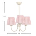 Ovana Megapap E27 metal - fabric three-lights ceiling light in pink color 45x45x50cm.