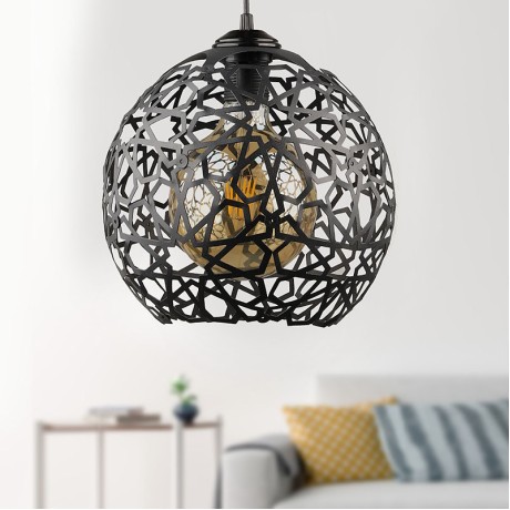 Dominico Megapap E27 metal single-light ceiling light in black color 24x24x70cm.