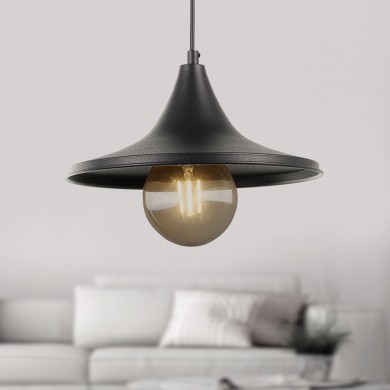 Silia Megapap E27 metal single-light ceiling light in black color 27x27x65cm.