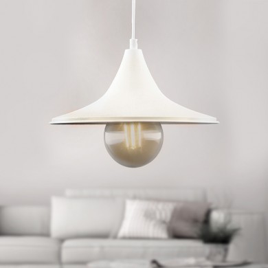 Silia Megapap E27 metal single-light ceiling light in white color 27x27x65cm.