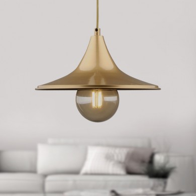 Silia Megapap E27 metal single-light ceiling light in gold color 27x27x65cm.