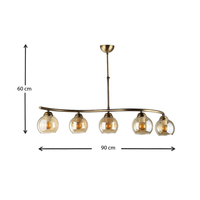 Ceiling lamp Larissa Megapap E27 metal five-light bronze color 90x25x60cm.